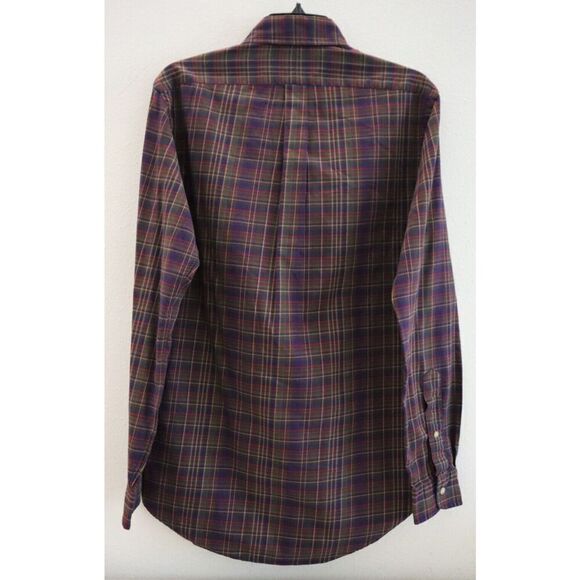 Ralph Lauren Men's Sz S Red/Navy Plaid Custom Fit Button-Up Poplin Shirt - Picture 2 of 7